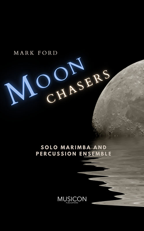 Moon Chasers for Solo Marimba and Percussion Ensemble by Mark Ford - Coer featuring moon reflected on water